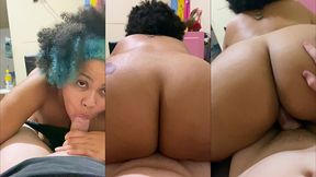 bbw blowjob and ridding on trans girl