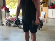 Working out and playing with post workout boner