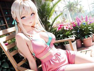 Blond Beautys Intimate Masturbation on Sunny Tropical Terrace From Shy to Totally Addicted