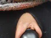 Little Wet Kitty Spreads Her Lips Open Wide on Her Bike Seat Out in Public!