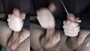 stroking my hairy uncut girl cock!