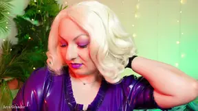 Rubber-clad Mistress Arya Grander dominates and jerks off her sub's cock