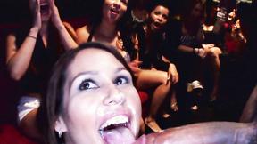 ”Horny girls enjoy male stripper party”