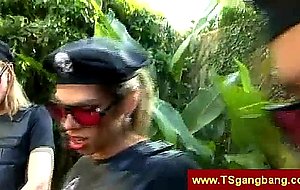 Shemale police officers punish a man