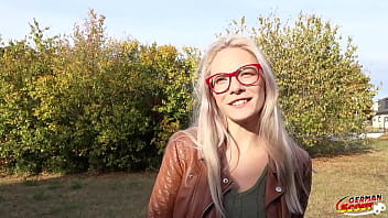 GERMAN SCOUT - Fit blonde Glasses Girl Vivi Vallentine Pickup and talk to Casting Fuck