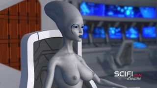 Sci-fi Doll Alien Pummels a Ebony Chick in the Space Station