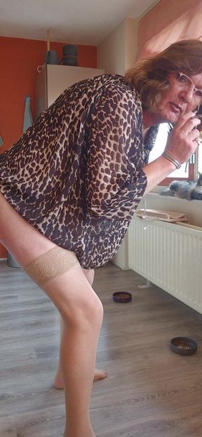 Riding my dildo while smoking a cigarette