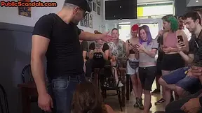 BDSM Darling deepthroats in public while being body whipped
