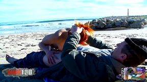 redhead anal fucking and squirting at the beach