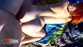 redhead anal fucking and squirting at the beach