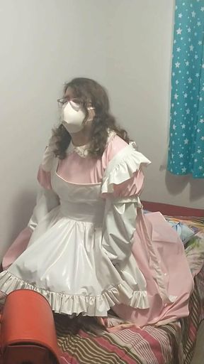 Pink PVC Sissy Maid Vibratior pillow hump Breathplay