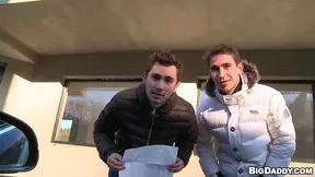 Handsome gay guy enjoying a cock suck and anal fuck in an alleyway