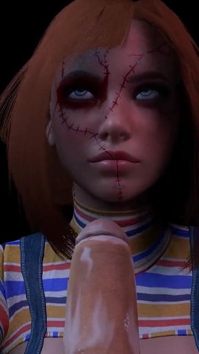 Unforgettable moment from &quot;Female Chucky Wants to Play Blowjob - Cult of Chucky Parody&quot;