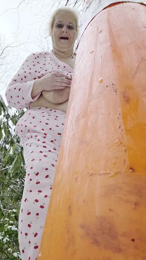 In the Snow She Dont Care in the Woods Naked No Underwear