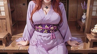 AI Generated – Red-Haired Miko! Seamlessly switching between the Japanese garden and the bedroom, from lazy poses to wet-mouth teasing.