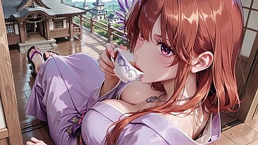 AI Generated – Red-Haired Miko! Seamlessly switching between the Japanese garden and the bedroom, from lazy poses to wet-mouth teasing.