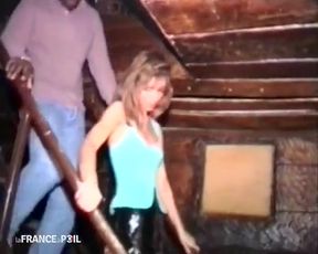 A hot blonde blonde girl fucked by a black guy and the waiter at a club!