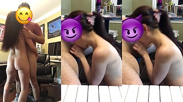 Latina chiquita con culo rico mamando verga rico hasta tragar la leche - Latinos Puercos