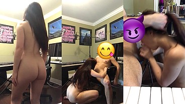 Latina chiquita con culo rico mamando verga rico hasta tragar la leche - Latinos Puercos