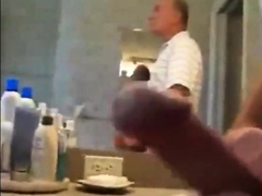 Daddy jerking in washroom