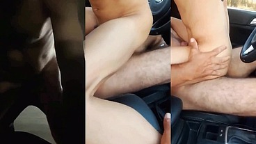 Sentando na piroca do motorista do Uber no meio da estrada com risco de flagra