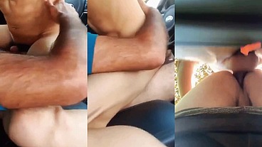 Sentando na piroca do motorista do Uber no meio da estrada com risco de flagra