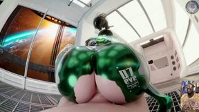 Thicc Fat Ass Eve Gets Pussy Fucked on a Space Elevator, Kaisa Feet Fucks a Gooner Until He Cums