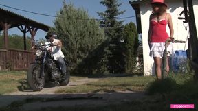 Cock hungry brunette gets anally screwed outdoors