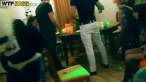 Group of guys and beauties in hot sex party