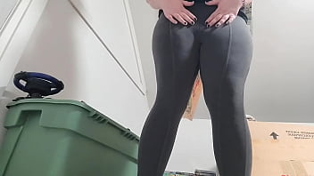 Slut moves uncomfortably until she pees
