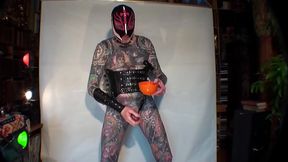 Tattooed Male Stripper LeeHarper Pinnomen in a Relaxed Warm-Up at Home, before the Kick-Off of the Evening'_s Male Strip Show - Also his Tits are being Extended at the same time.