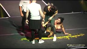 Small tits babe performing on stage with Mugur