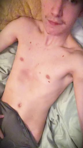 Slim athlete engages in some satisfying self-love while lying down