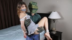 What a Pretty Picture! Little Kristen Scott Is Tied Barefoot, Tape Gagged And Carried, Her Sweet Breasts Exposed, As She Pleads So Helplessly!