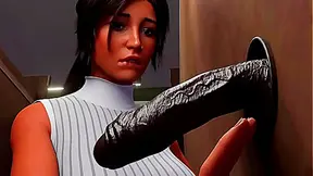 Lara Croft Tempts Huge-Cock Stranger in Steamy Hentai Glory Hole Encounter