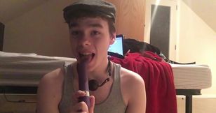 Submsisive lad James Devereaux masturbates and uses toys