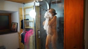 Busty French MILF Playes with Her Pussy in Camp