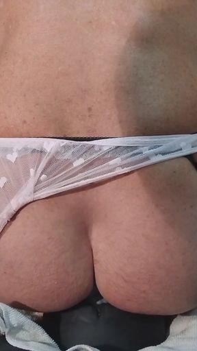 Spectacular moment from &quot;CD rides huge dildos wearing pink bra and panties and cums&quot;