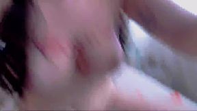 Pale Brunette in Bikini Playing with Herself with Dildo