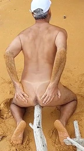 Ladysilva Naked on the Beach Horny with a Cock in Her Ass