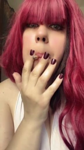 Bbw girl With red hair, she smokes sexy and gets excited thinking about you
