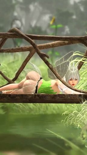 Hot sex! Horny beautiful fairy and gnome in the village