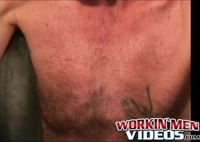 Rough old man tugs his hard cock after smoking a cigarette