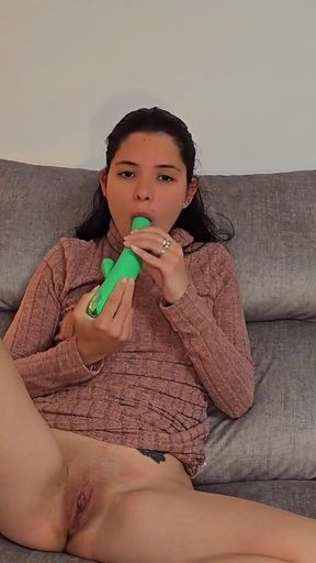 Key moment from &quot;Beautiful brunette is caught masturbating and fucked by her friend until they both cum&quot;