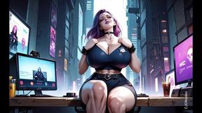 cyberpunk girl undress in office (ai animation)