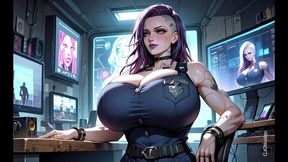 cyberpunk girl undress in office (ai animation)