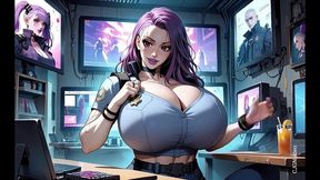 cyberpunk girl undress in office (ai animation)