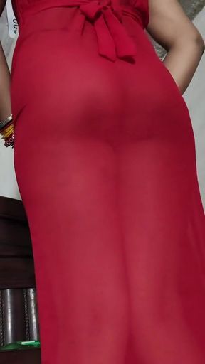 IIndian Wife Xshika Wear Red &hearts;️ Outfit And Riding Dick Like A Pro Give A Hot Missionary Fuck Creampie in Hairy Pussy   Clip 1