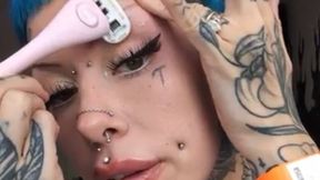 Shaving my eyebrows off while smoking