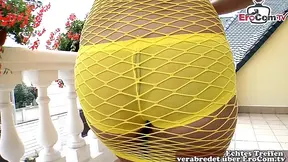 Big-titted black-haired slut takes on two guys in a hardcore DP